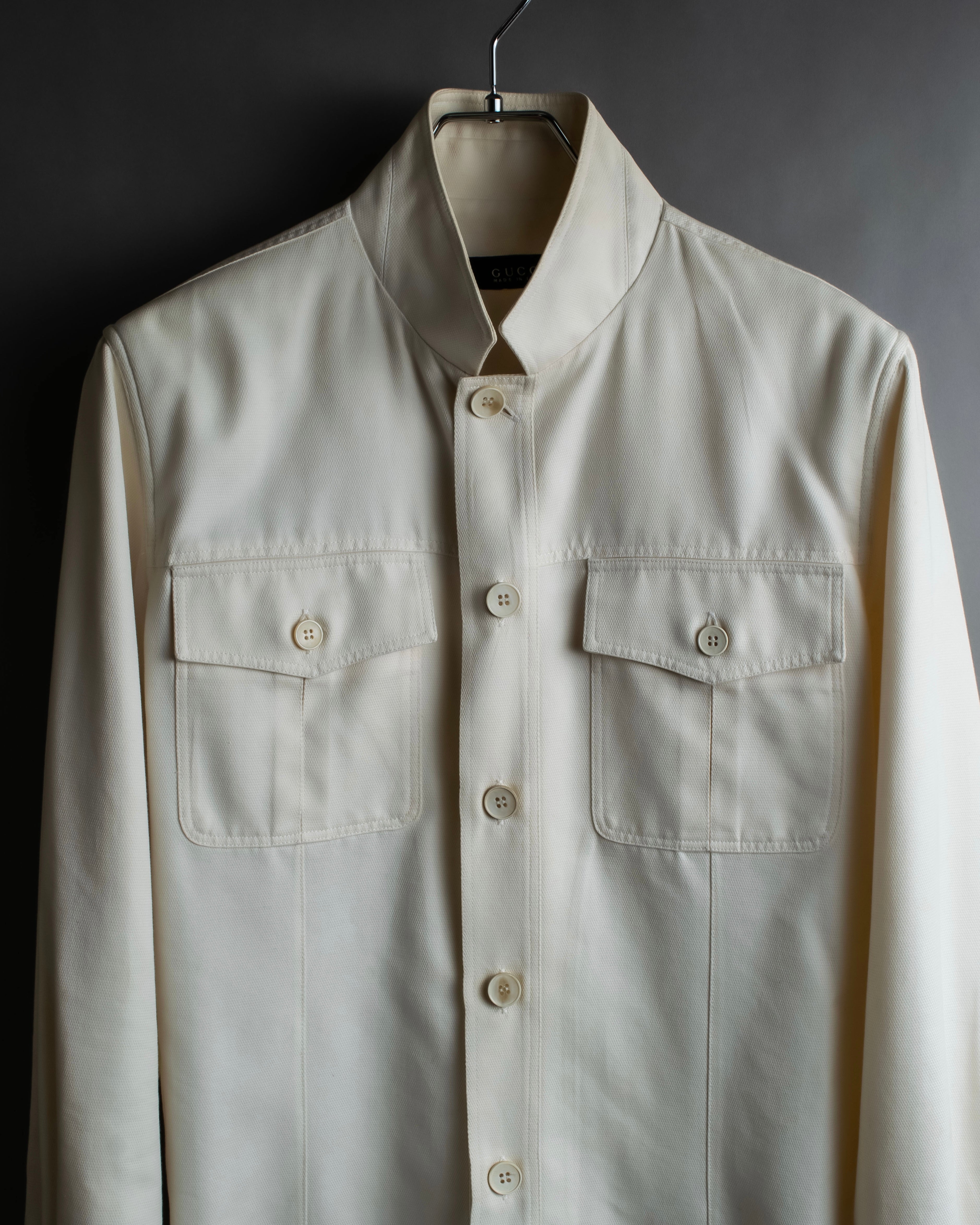 "GUCCI" Flap pocket design band collar shirt jacket