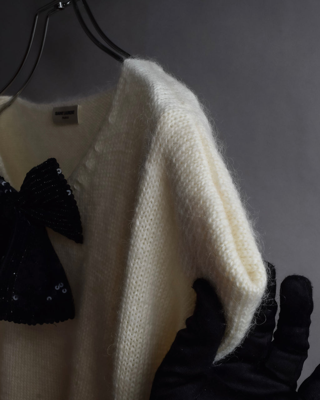 "Saint Laurent" Sequin ribbon design shoulder structure knit