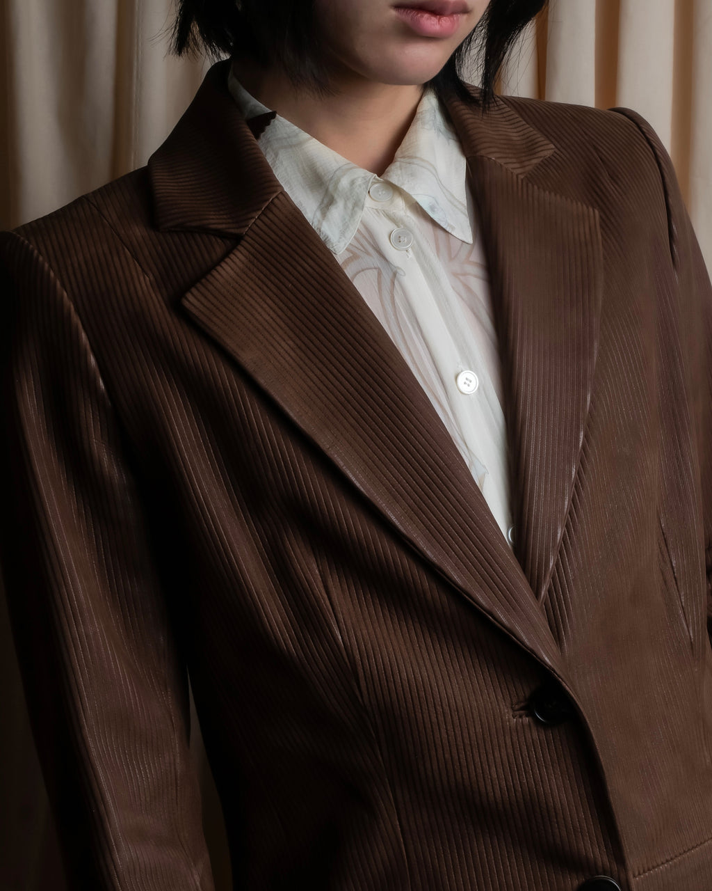 "LOEWE" Three-dimensional ribbed lamb leather set up