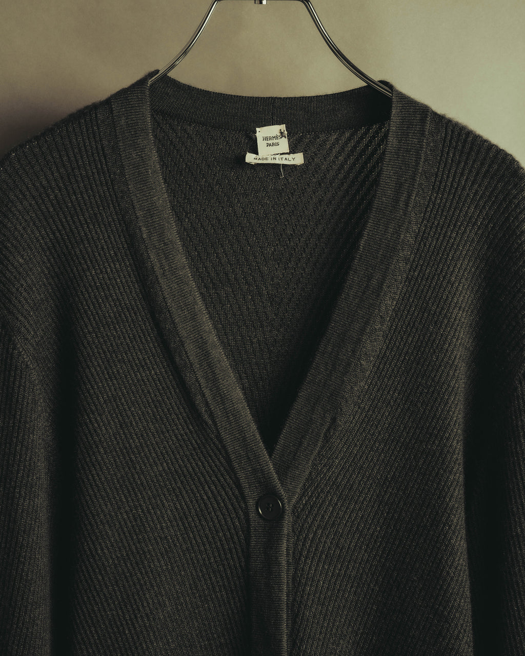 “HERMÈS” 00’s-10’s Cashmere silk ribbed V-neck cardigan