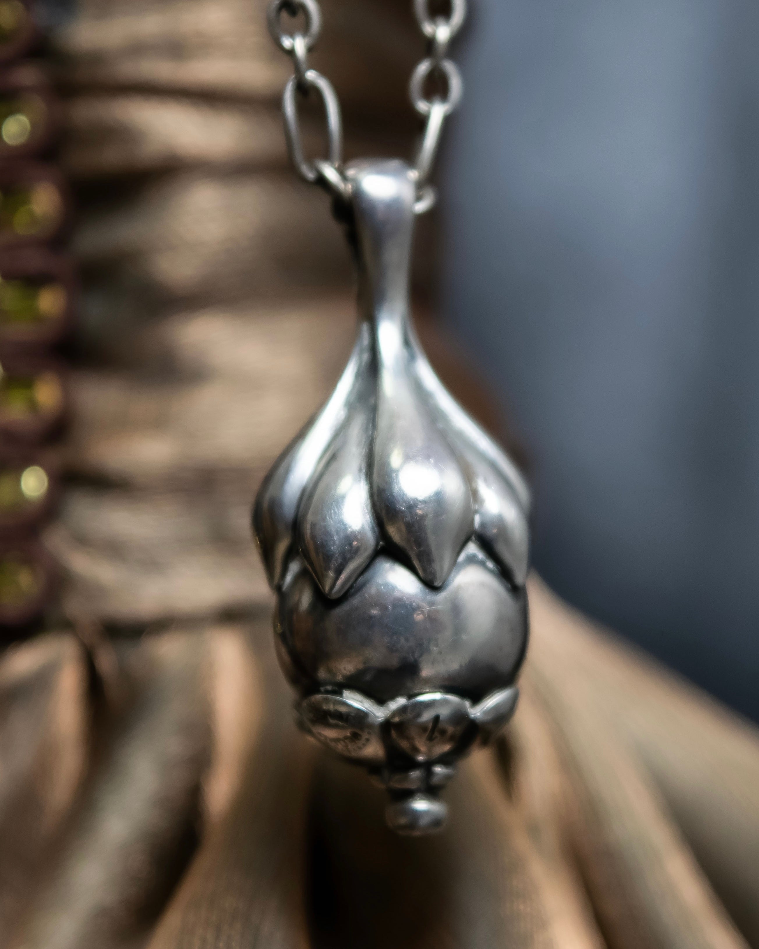 “Georg Jensen” Fruit motif designed silver chain necklace