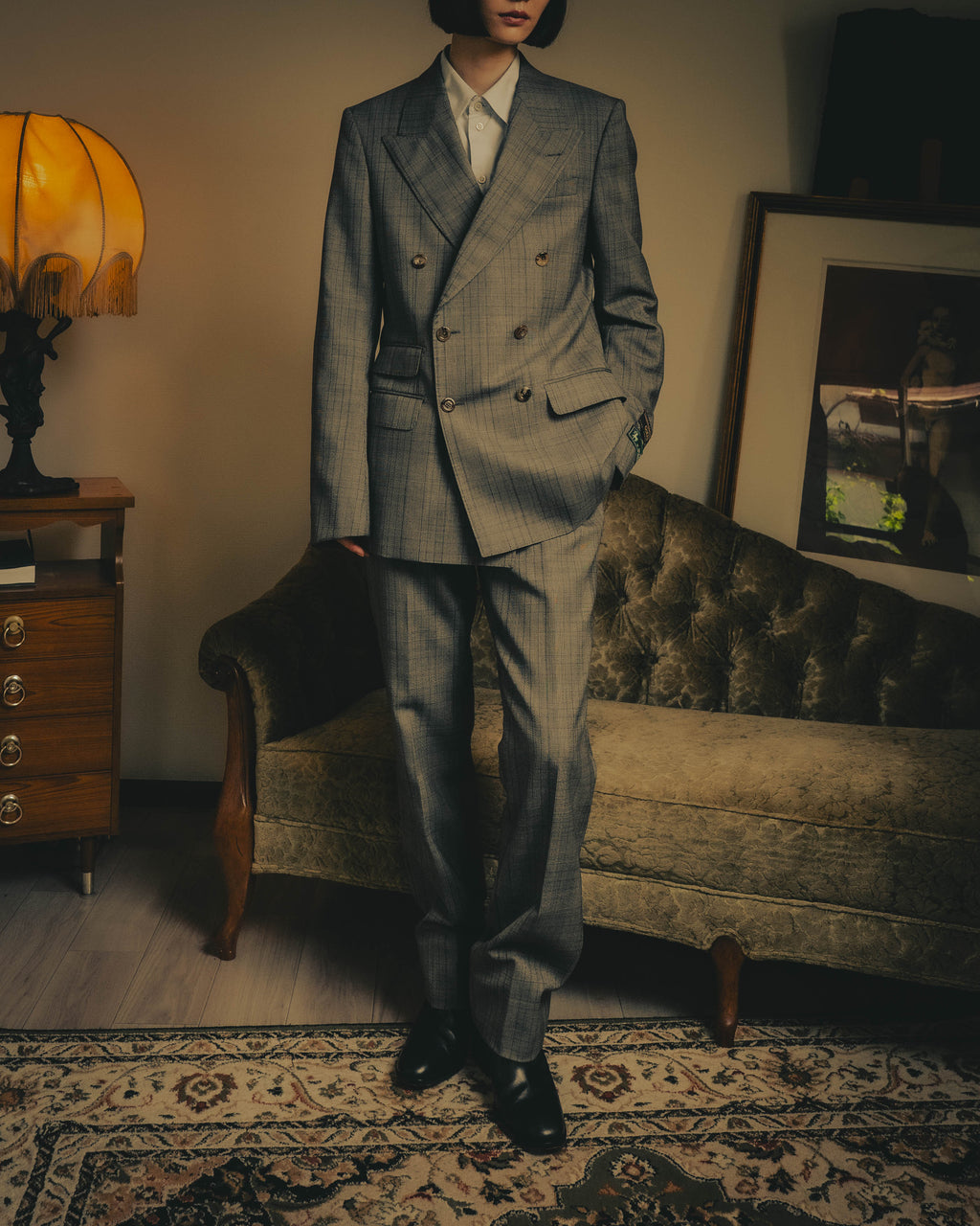 -SPECIAL- “GUCCI” 2019-2021 Glen check double-breasted wool suit