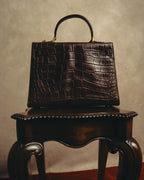 -SPECIAL- "CRISTIAN FLORENCE" 90's-00's Classic crocodile embossed leather structured top handle bag