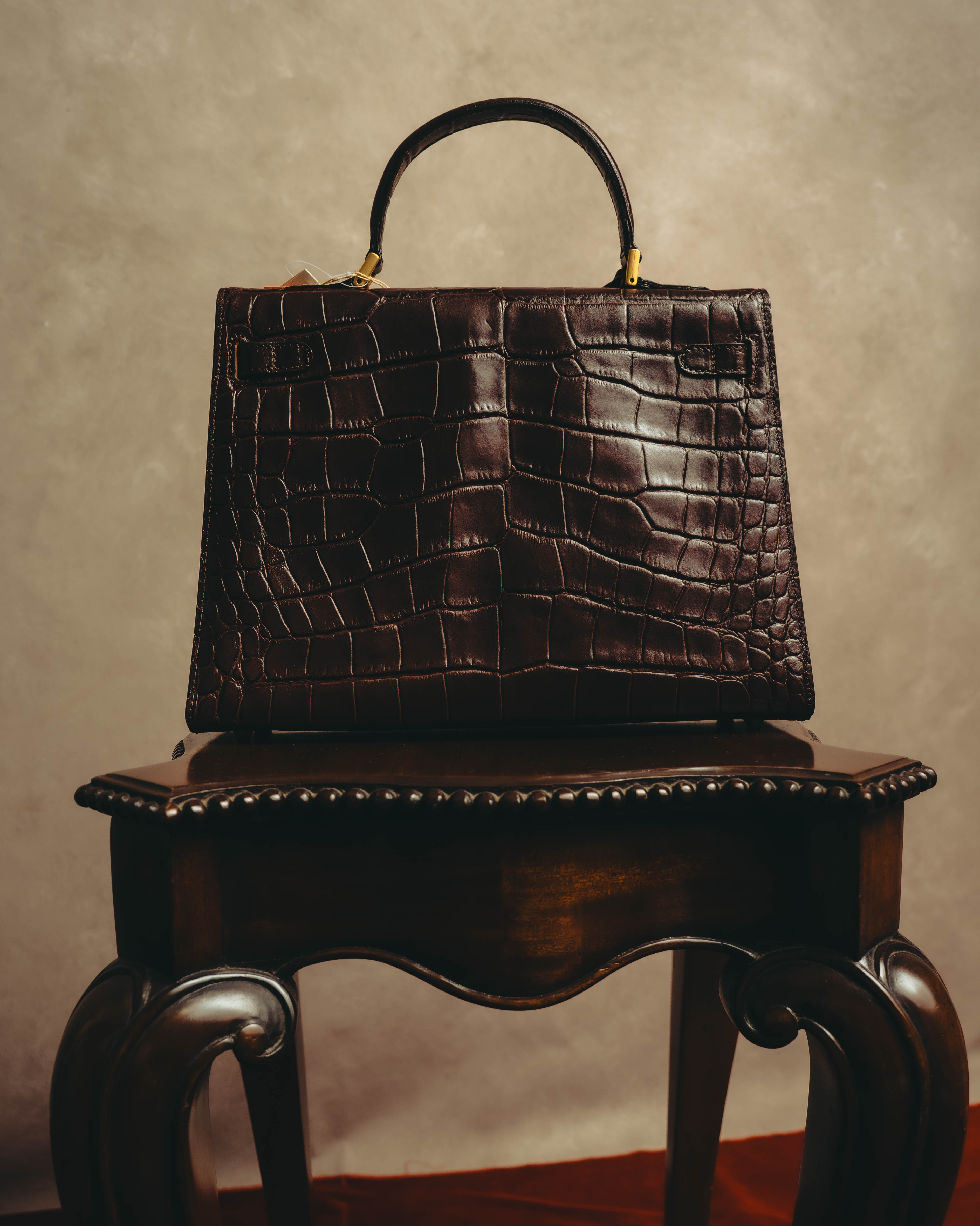 -SPECIAL- "CRISTIAN FLORENCE" 90's-00's Classic crocodile embossed leather structured top handle bag