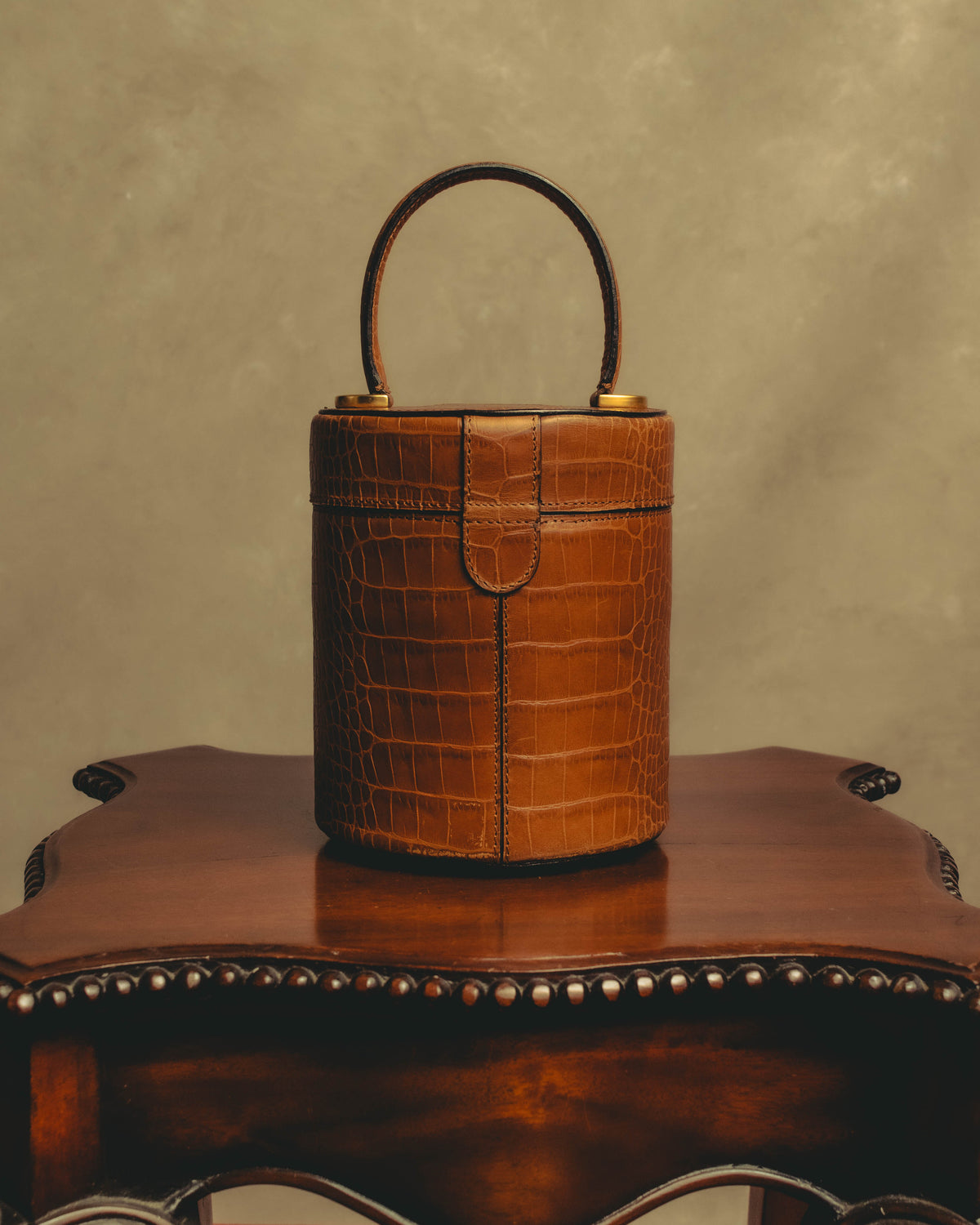 "CELINE" 80's-90's Structured cylindrical bucket bag