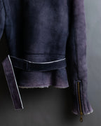 "KENZO" Gradient color belted suede mouton jacket