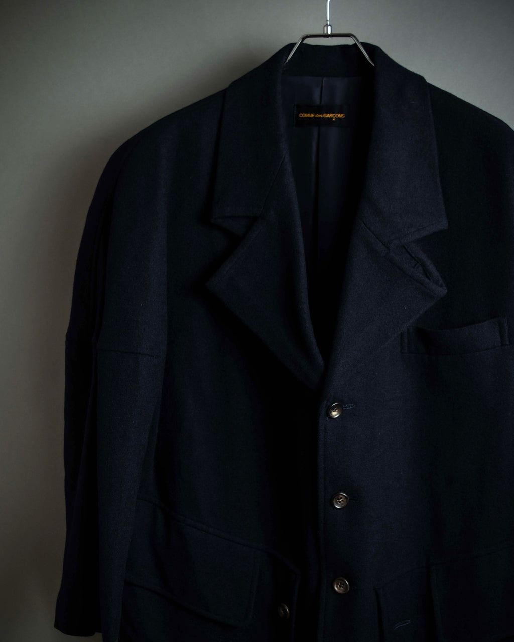 "COMME des GARCONS" 90's Front panel docking design chester coat