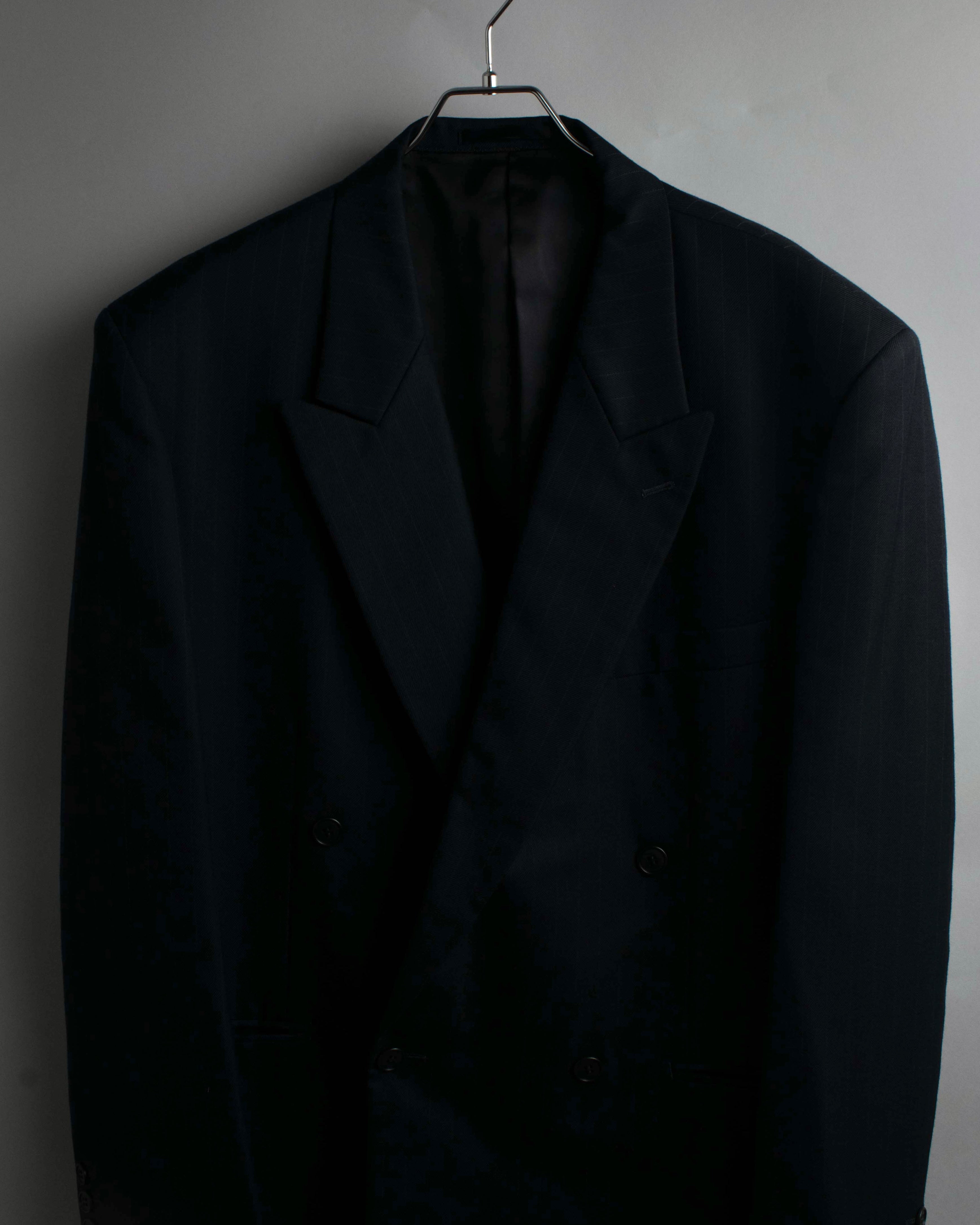 "YVES SAINT LAURENT" 00's shadow stripe pattern beautiful tailoring set up