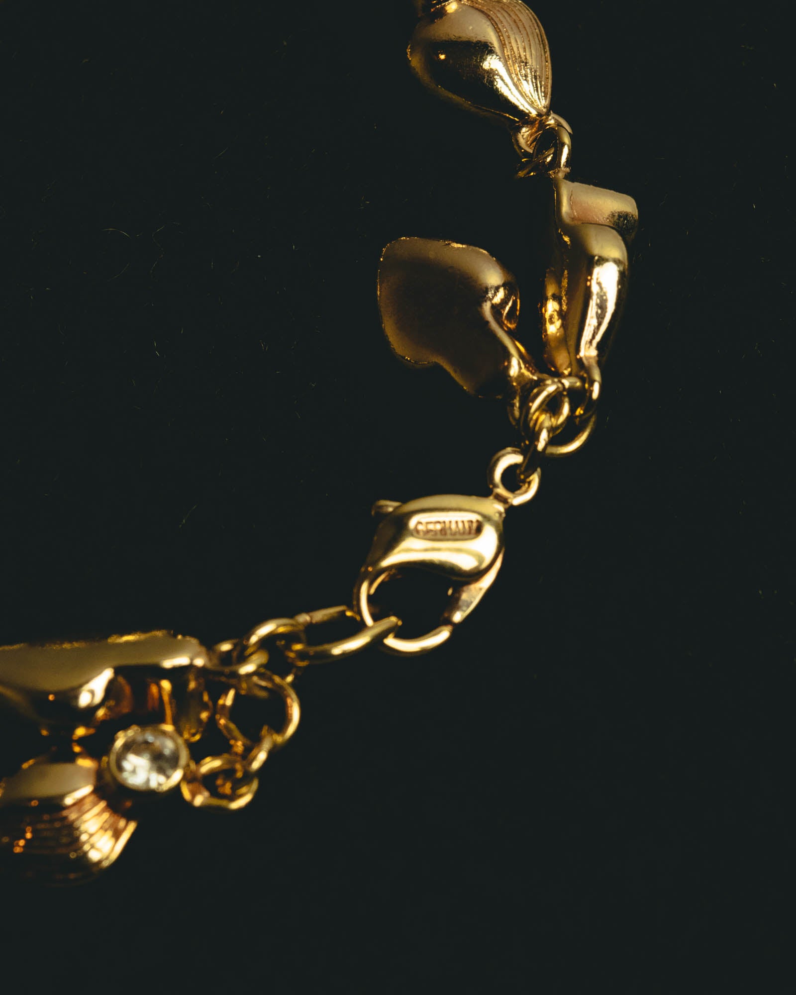 "Christian Dior" 80's-90's Sculptural leaf charm bracelet