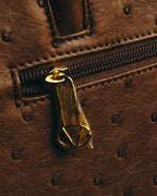 “GIOVANNI VALENTINO” Structured ostrich top handle bag