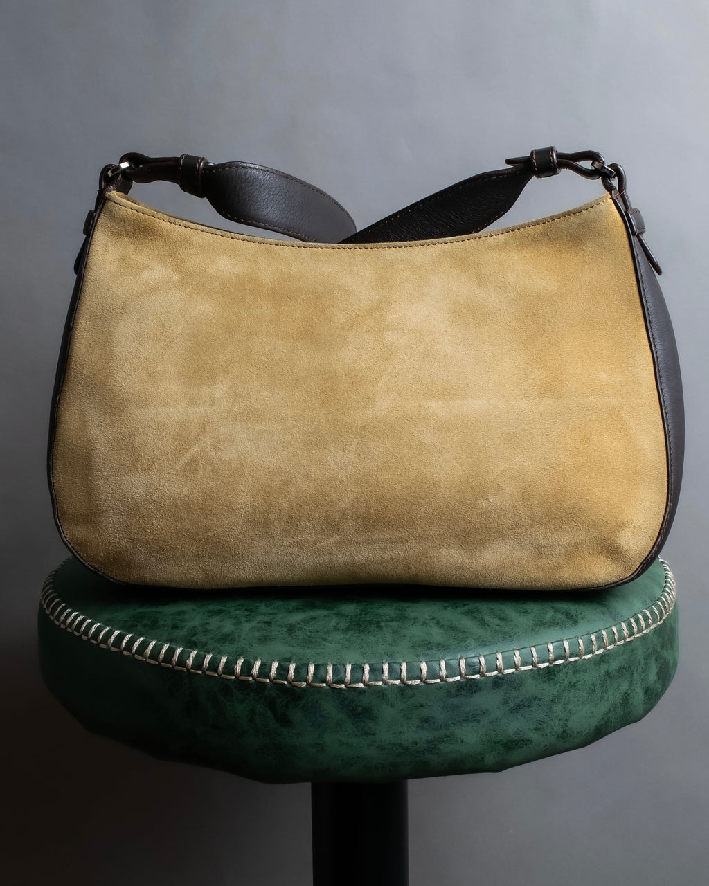 "LOEWE" Anagram logo engraved suede leather tote bag