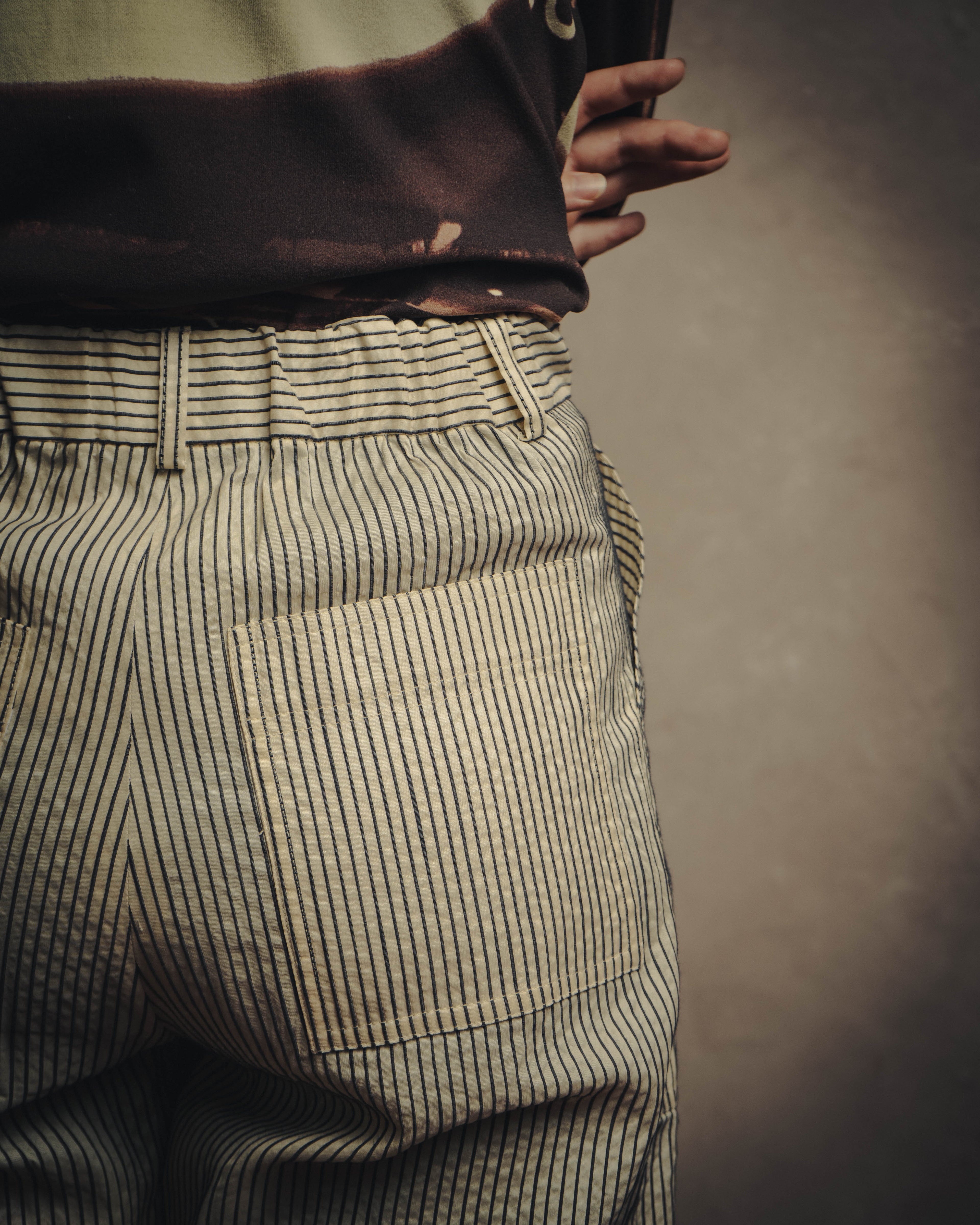 -SPECIAL- “Christian Dior” 20’s silk cotton striped straight trousers