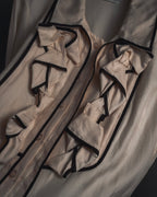 "CELINE" 00’s Piped ruffle silk blouse