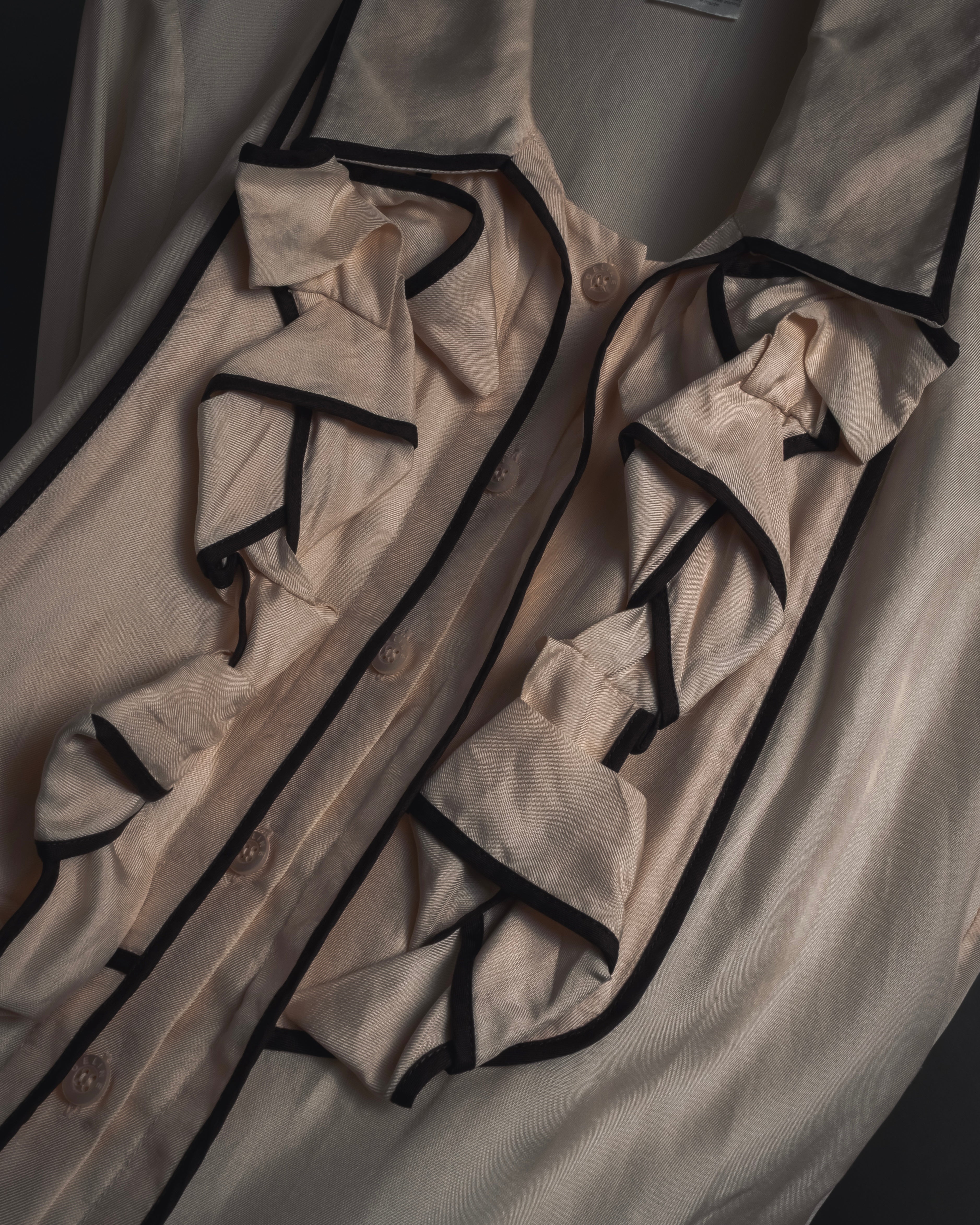 "CELINE" 00’s Piped ruffle silk blouse