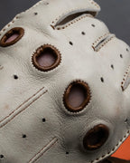 "HERMES" Dot perforation driving leather gloves