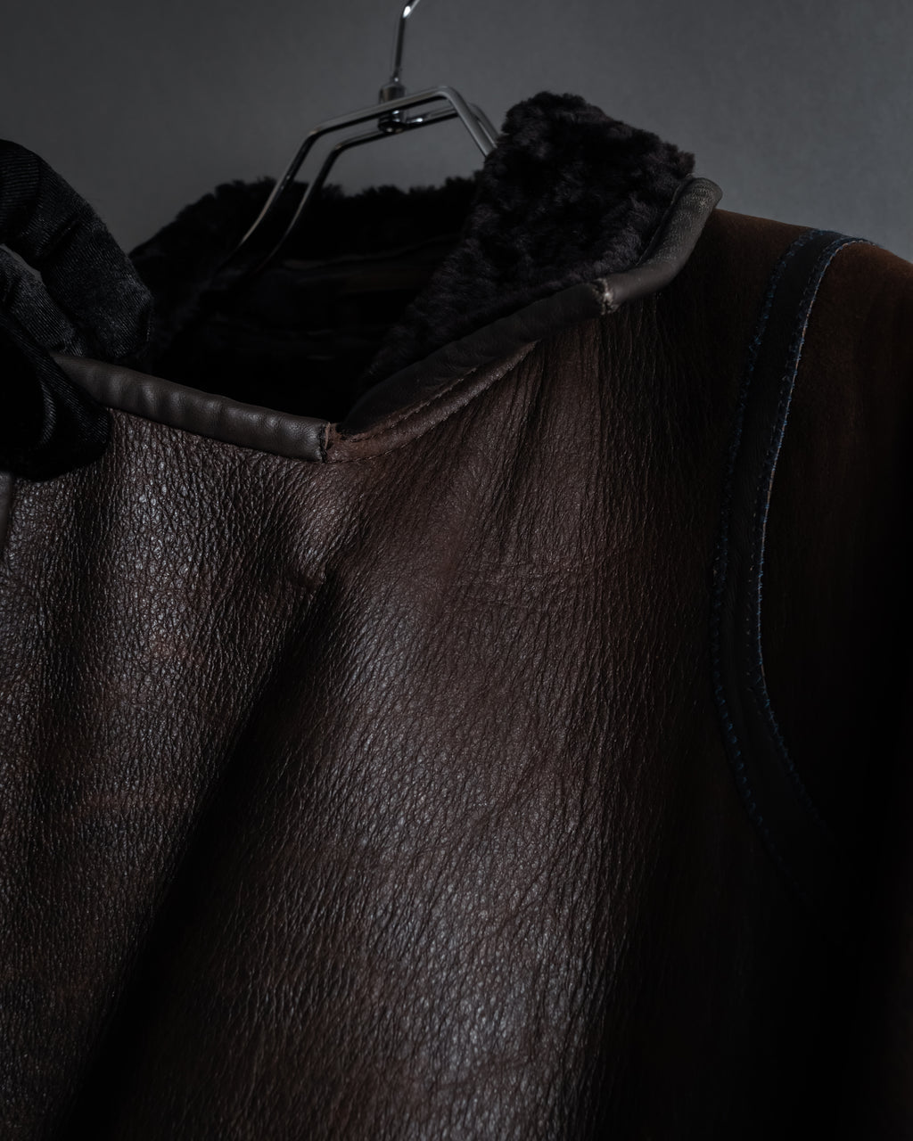 “KENZO” 80’s Folkloric shearling-lined leather long coat