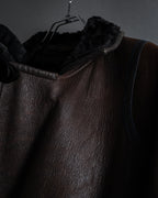 “KENZO” 80’s Folkloric shearling-lined leather long coat