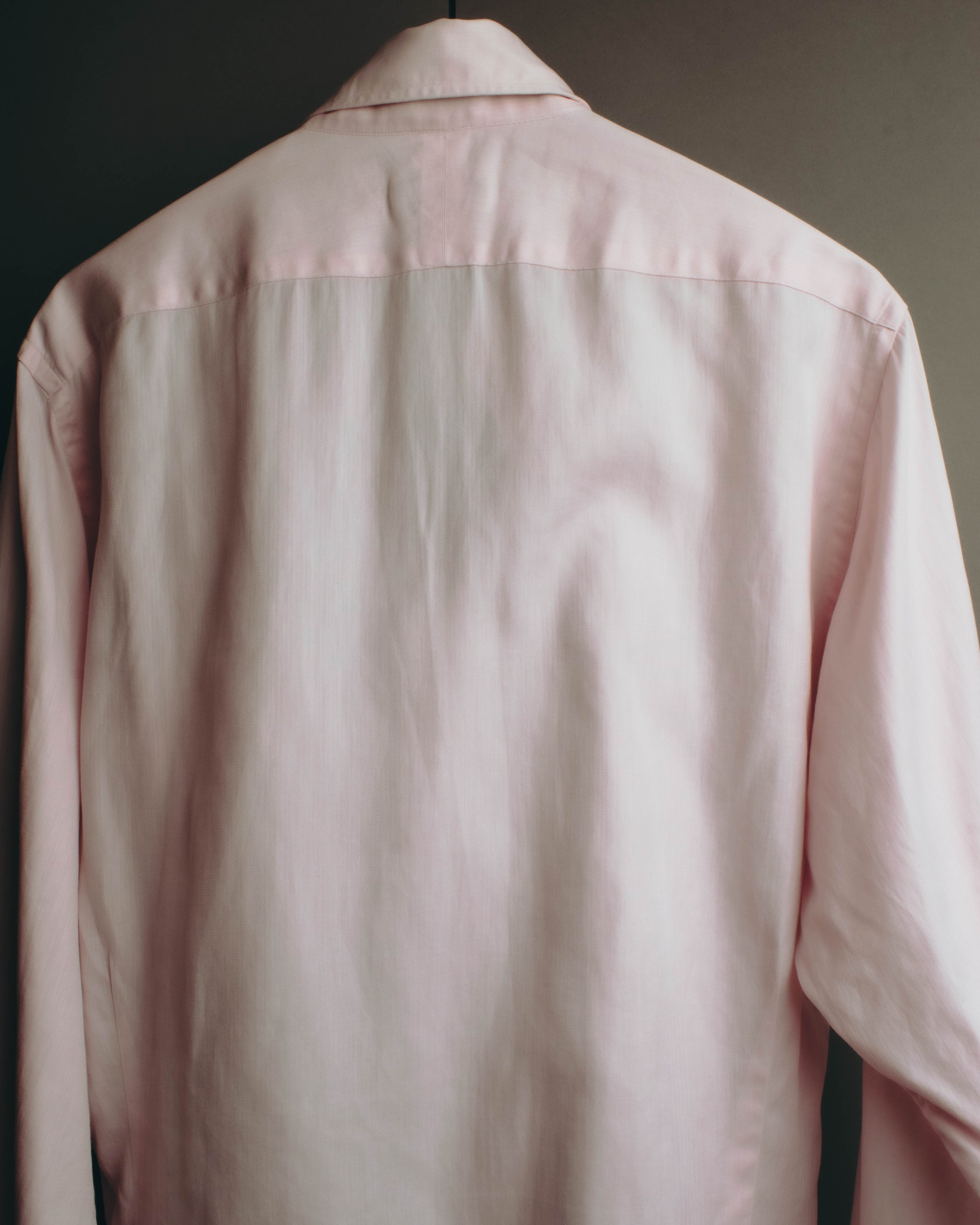 "Hermès" 80's-early 90's Pale pink herringbone cotton dress shirt