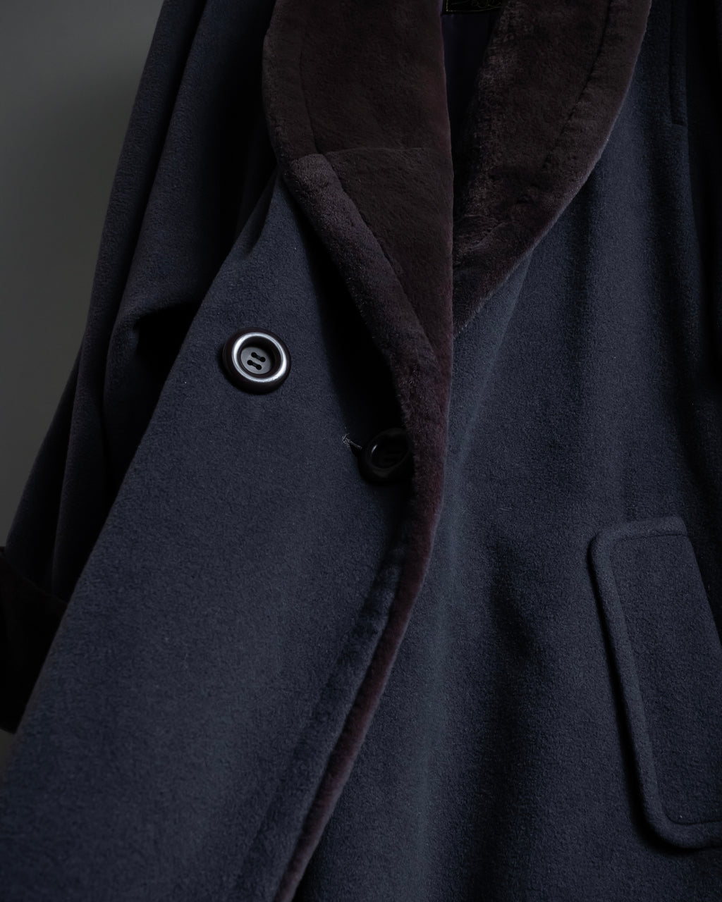 "Junko Yamamoto" Fur-trimmed design long cashmere blend coat