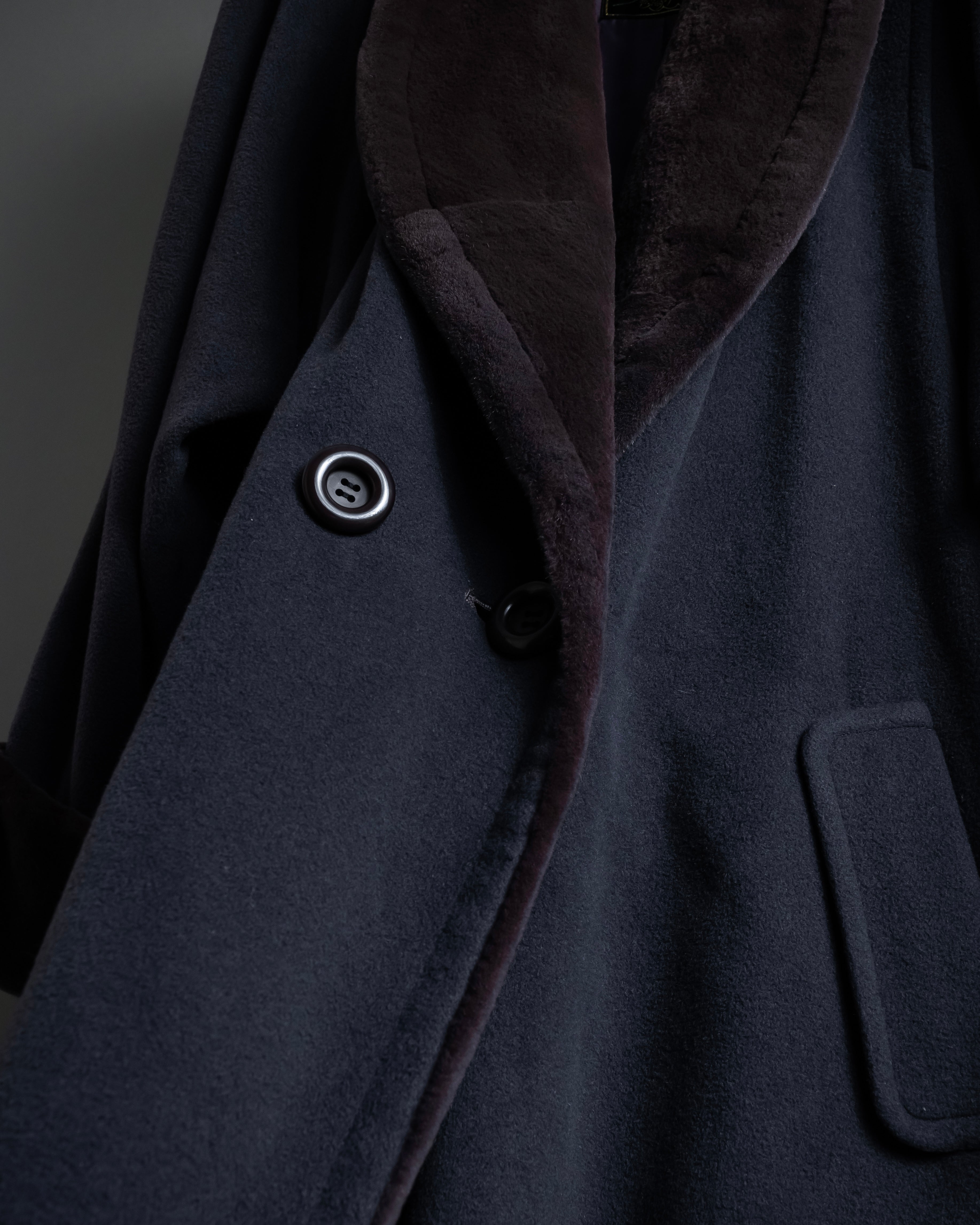 "Junko Yamamoto" Fur-trimmed design long cashmere blend coat