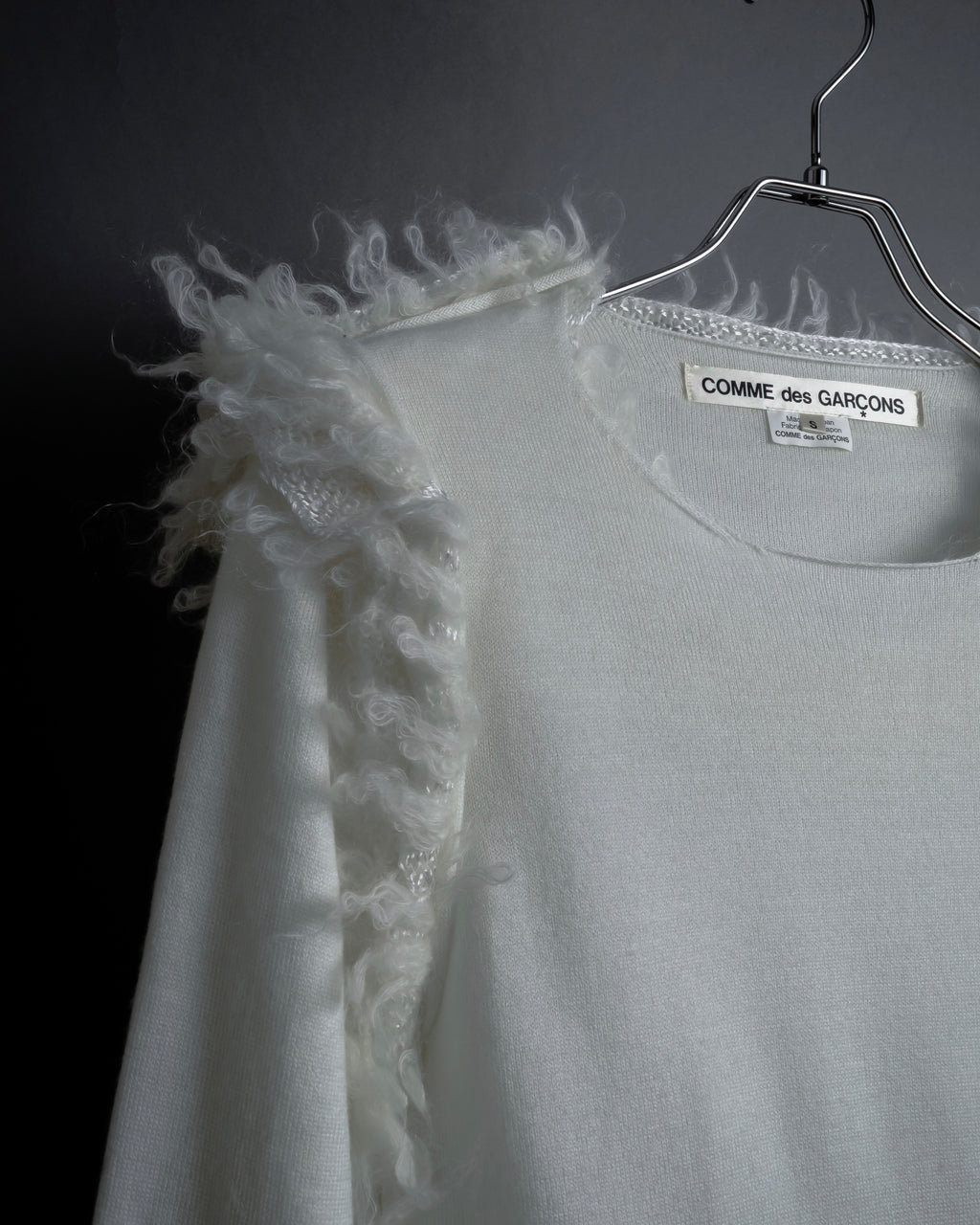 "COMME des GARCONS" 18AW layered mesh design fringe thick knit