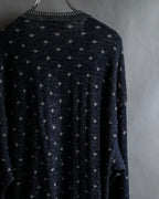 "Vintage abstract polka dot knit cardigan"