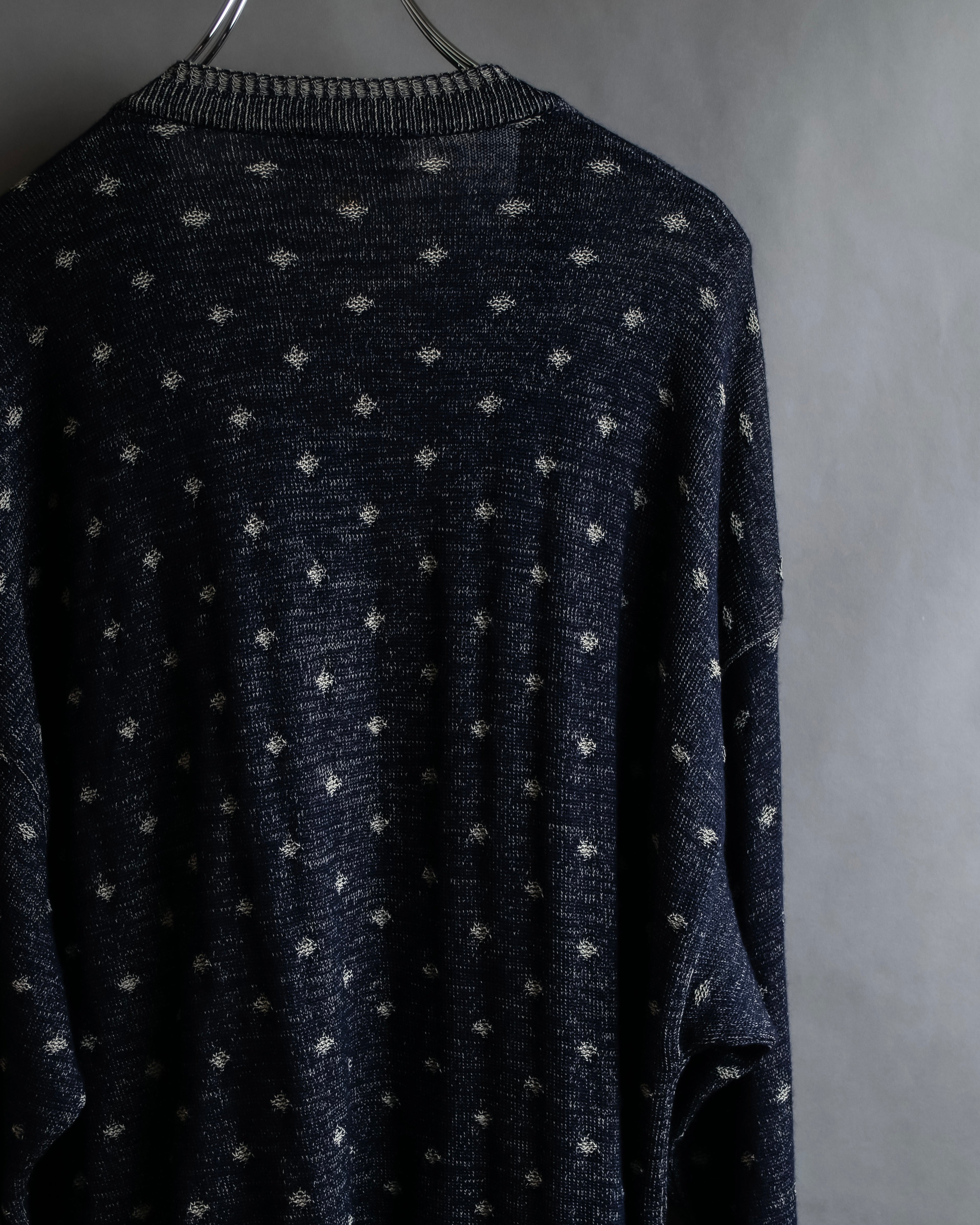 "Vintage abstract polka dot knit cardigan"