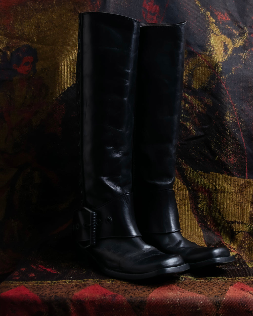 "BOTTEGA VENETA" Belt design square toe knee high long boots