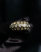 “Dior” mesh designed gold ring with crystal