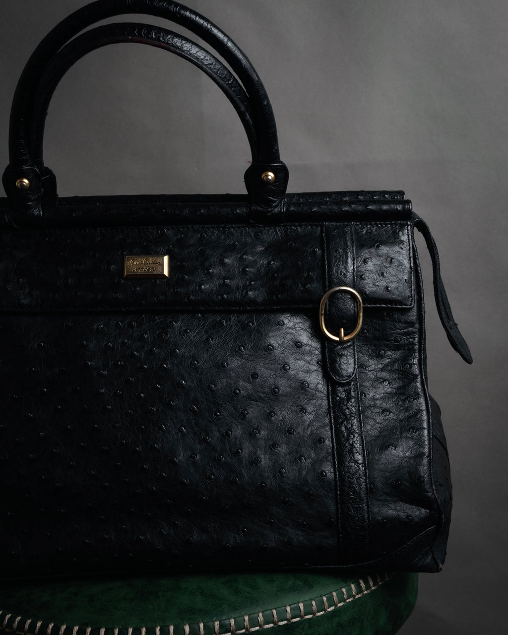 “pierre cardin” 80’s-90’s Ostrich leather structured doctor bag