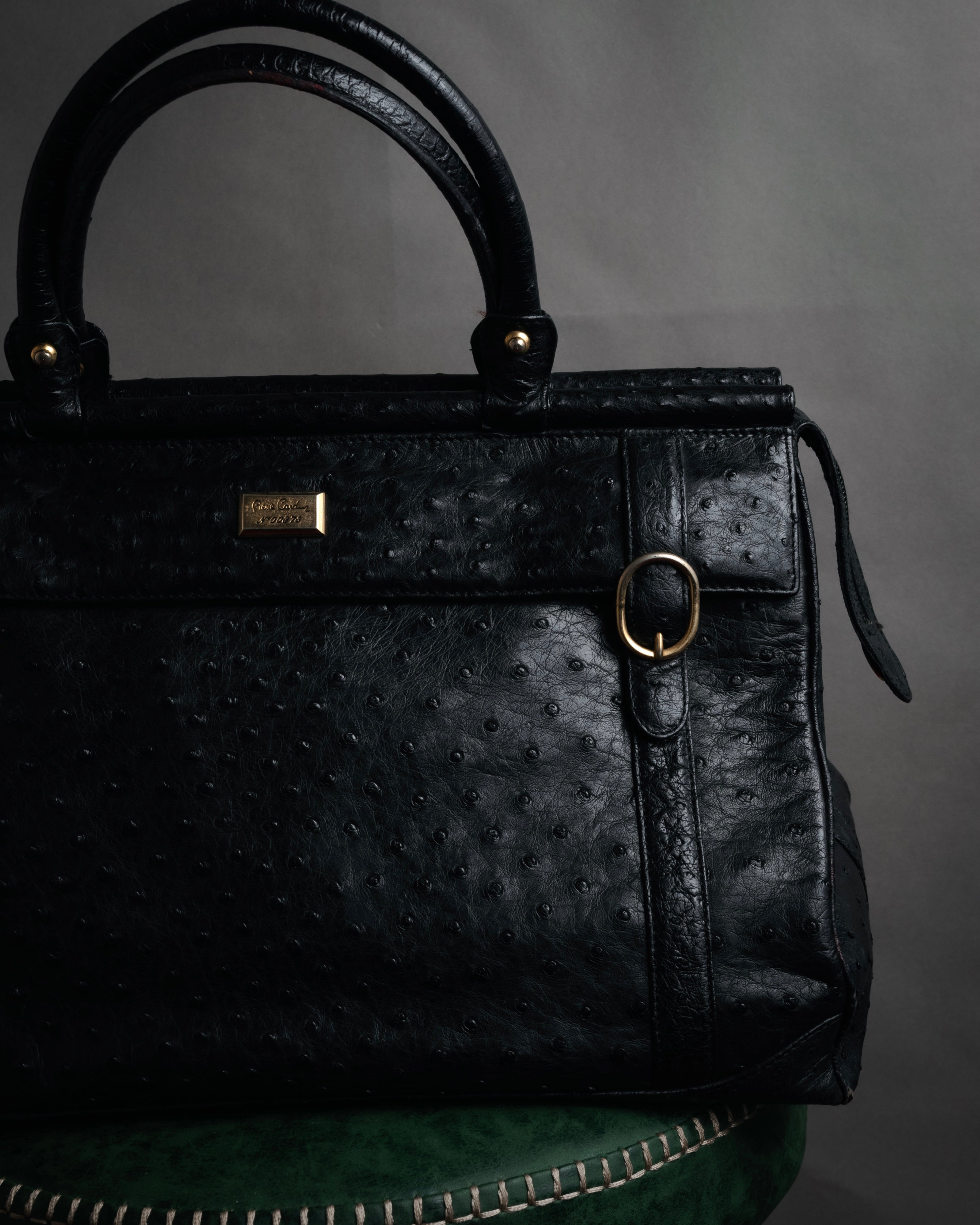 “pierre cardin” 80’s-90’s Ostrich leather structured doctor bag