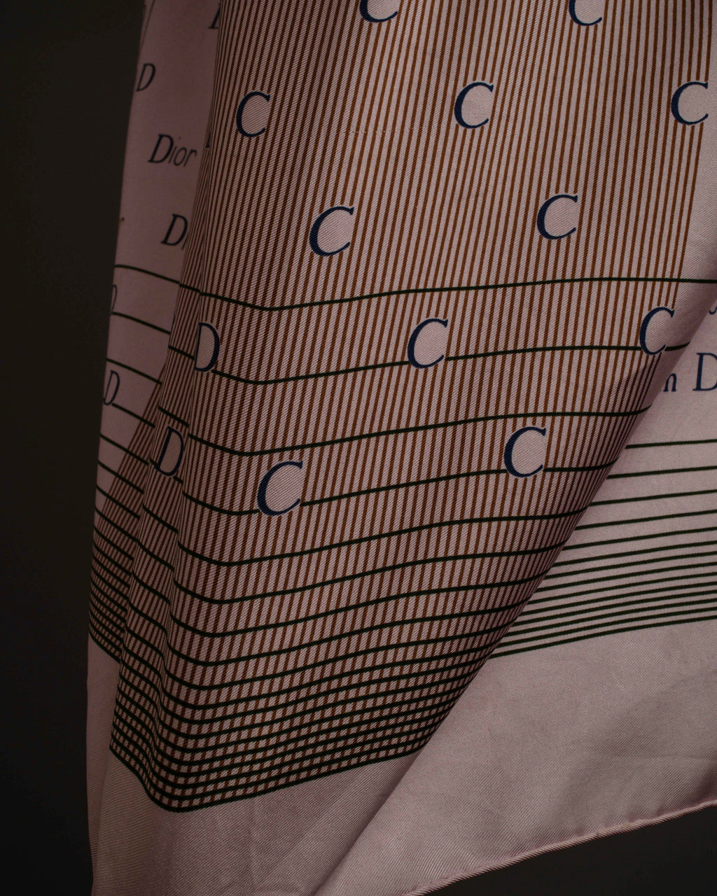 "Christian Dior" Typography logo geometric motif silk scarf