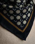 “CHANEL” 90’s-00’s Camellia logo silk scarf