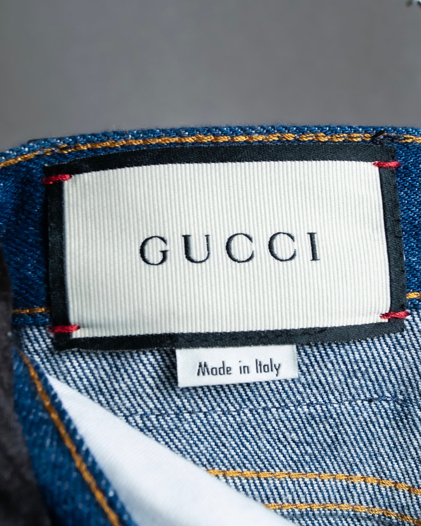 "GUCCI" Logo lapel design one wash flare denim