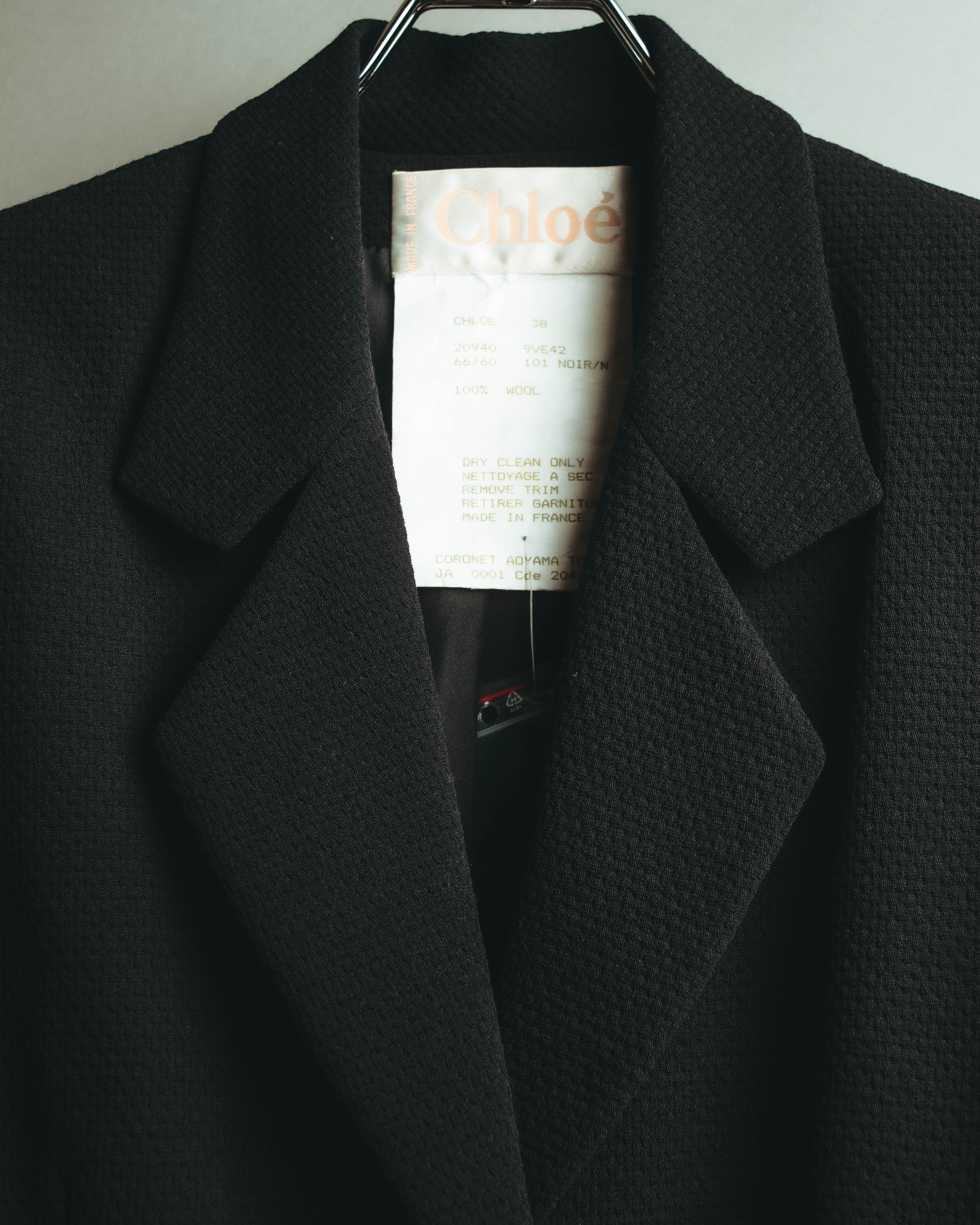 Chloé - Tailored Jacket - Black - 38 - 90s Vintage Textured Wool