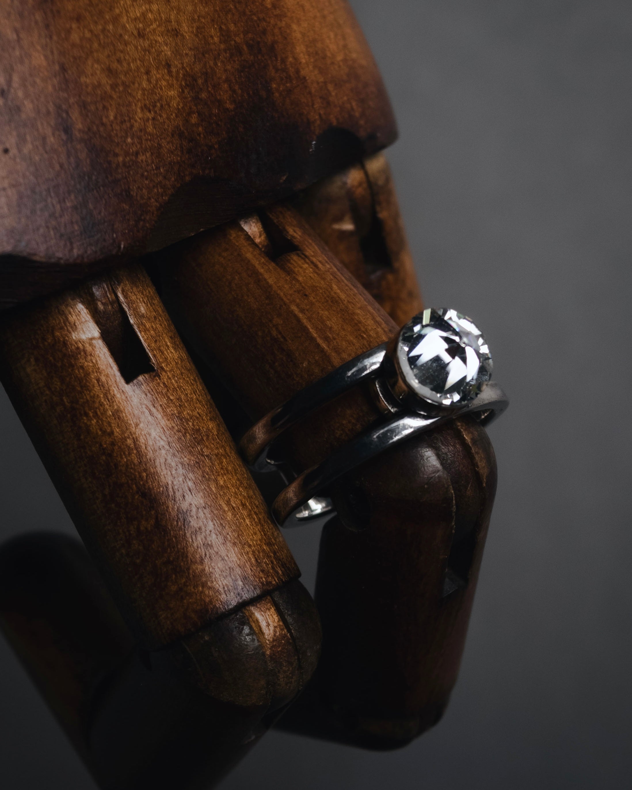 "Christian Dior" 00’s industrial solitaire crystal signet ring