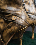 "Dior" Vintage style processing brown heel pumps