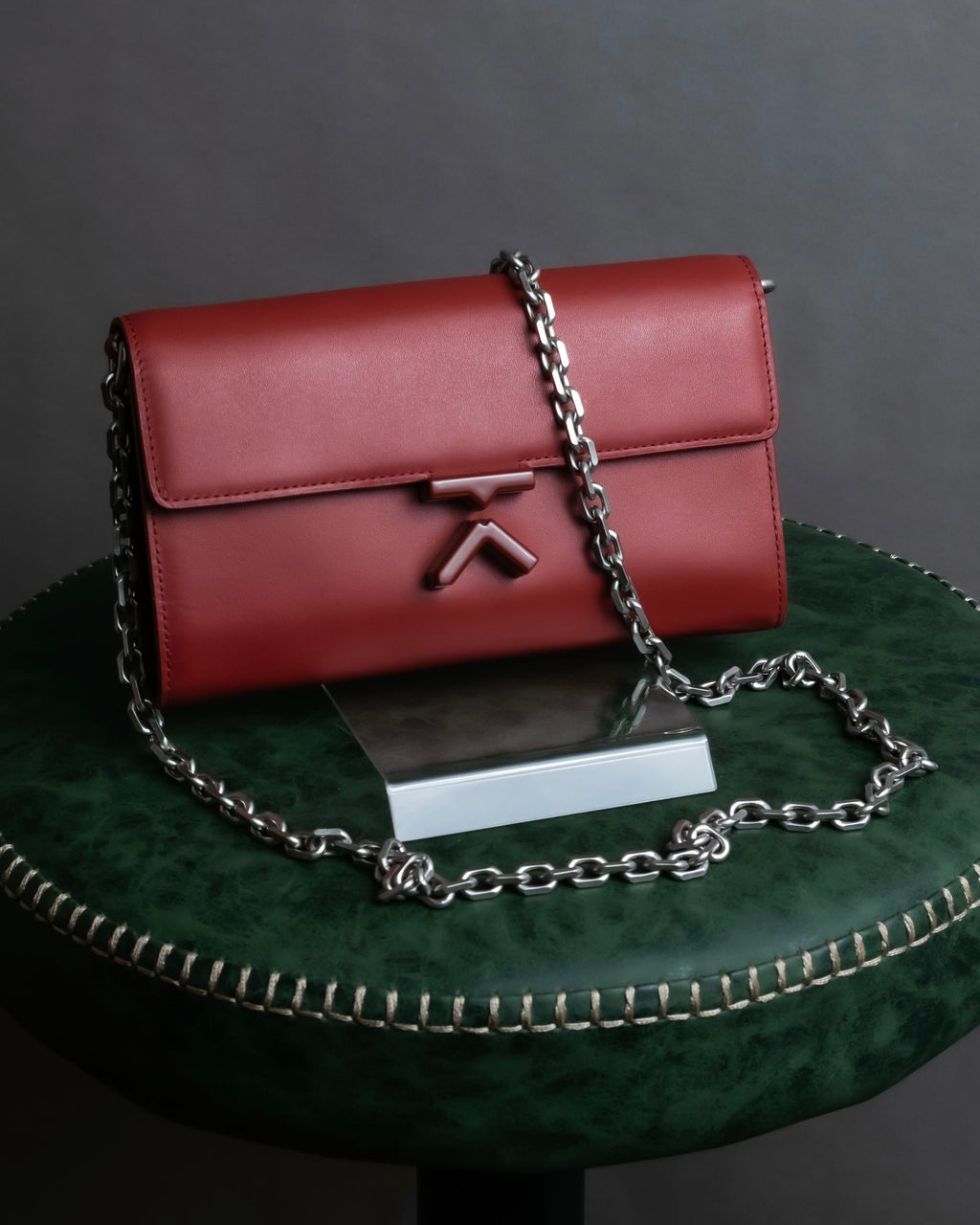 "KENZO" K motif design chain shoulder wallet bag