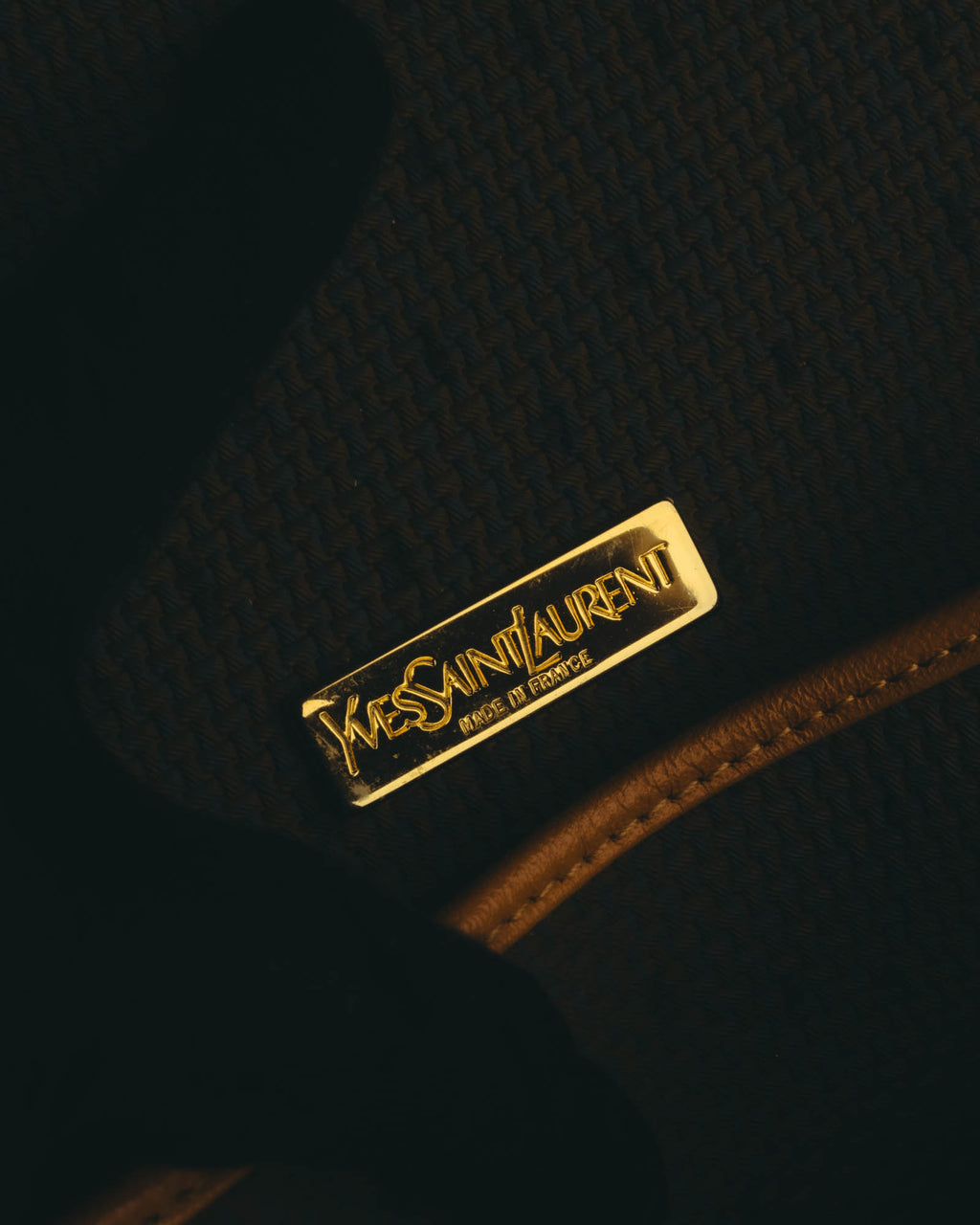 "Yves Saint Laurent" 70's-90's Woven leather shoulder bag