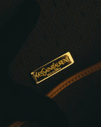 "Yves Saint Laurent" 70's-90's Woven leather shoulder bag