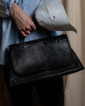 "FENDI" Hand stitched design leather hand bag