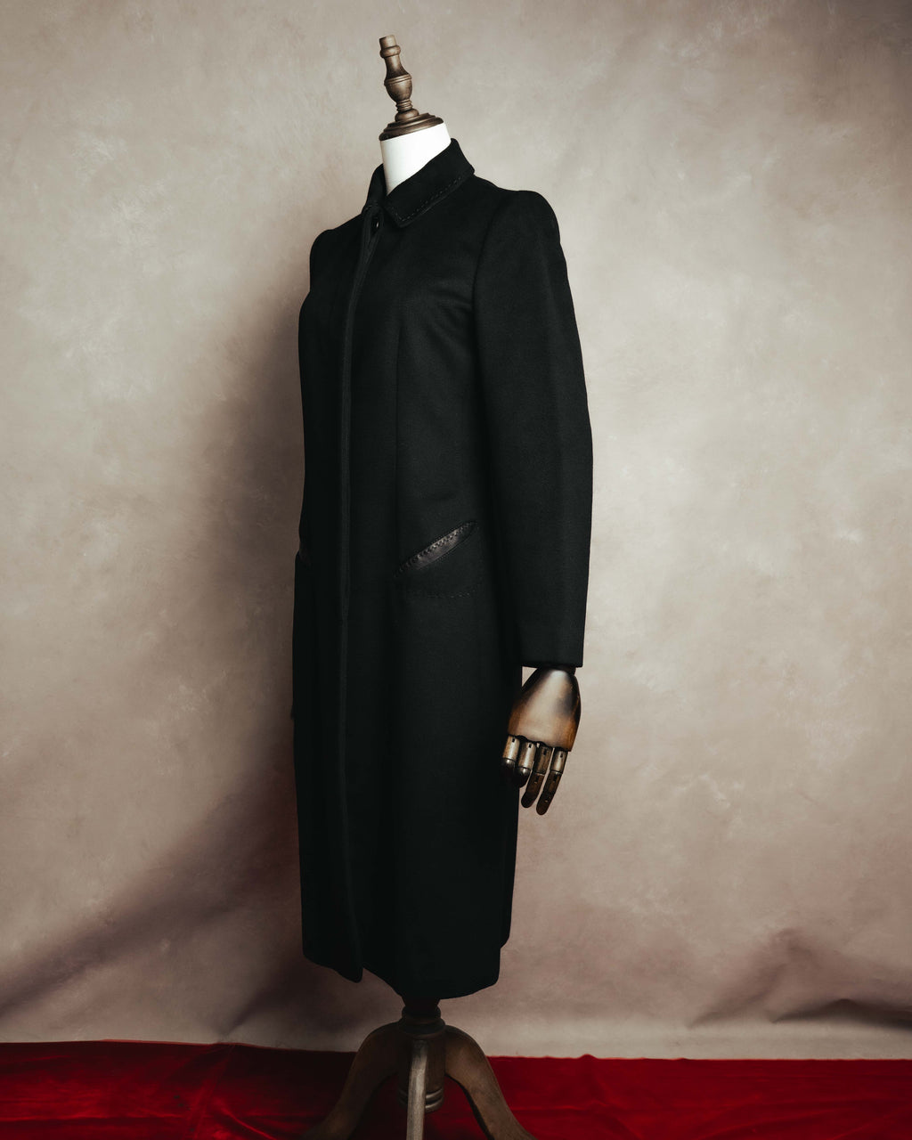 "FENDI" 90's Black wool cashmere long coat