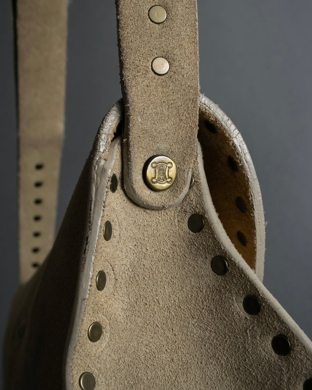 "CELINE" Studs design suede leather shoulder bag