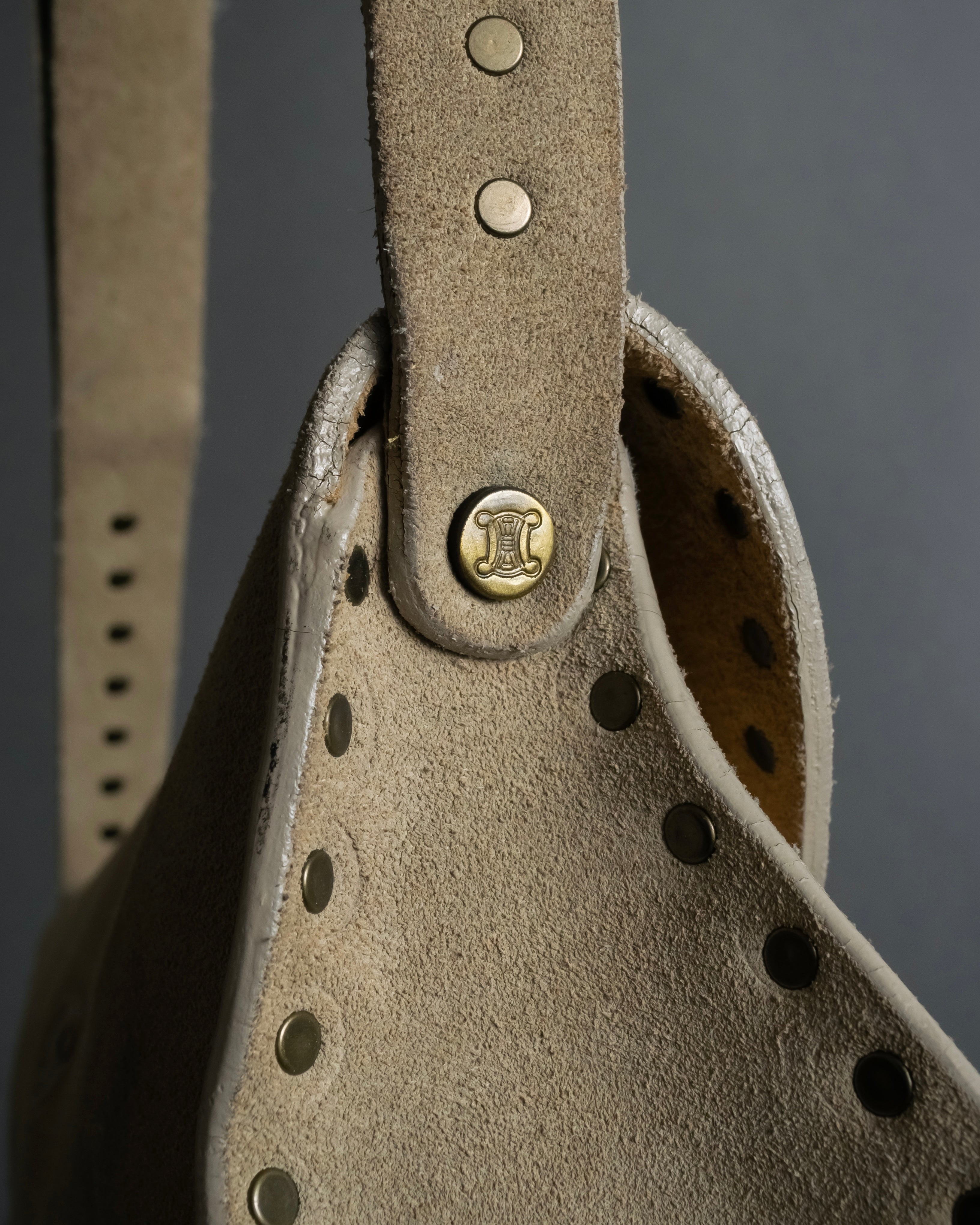 "CELINE" Studs design suede leather shoulder bag