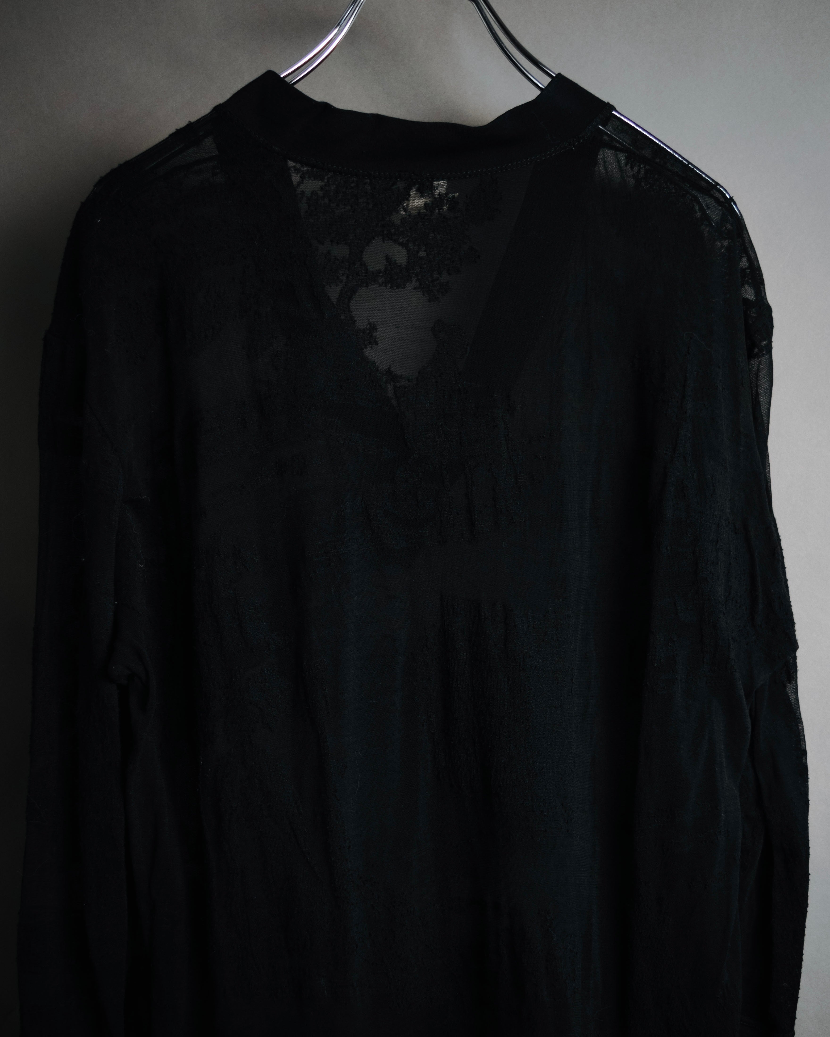 –SPECIAL– "HERMES" 00’s Sheer botanical lace cotton pullover