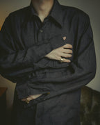 -SPECIAL- “HERMES” 90’s-00’s wide-collar linen shirt