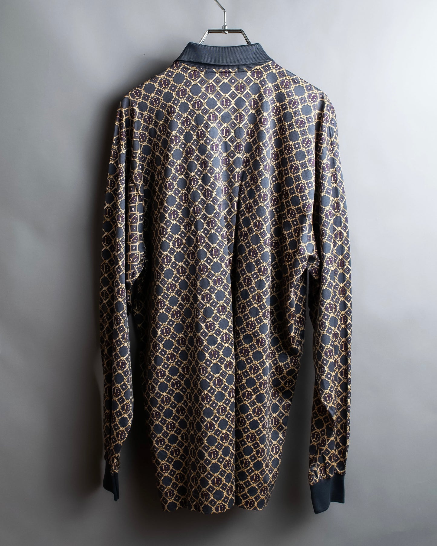 "Christian Dior" CD & argyle pattern oversized long sleeve polo shirt