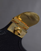 "Christian Dior" Structured flap design gold clasp leather bag