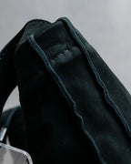 "HERMES" Tout en Douceur black suede panel line shoulder bag