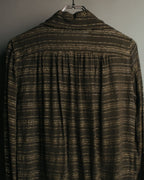 "Christian Dior" 80's-90's Lurex striped pussy-bow sheer blouse
